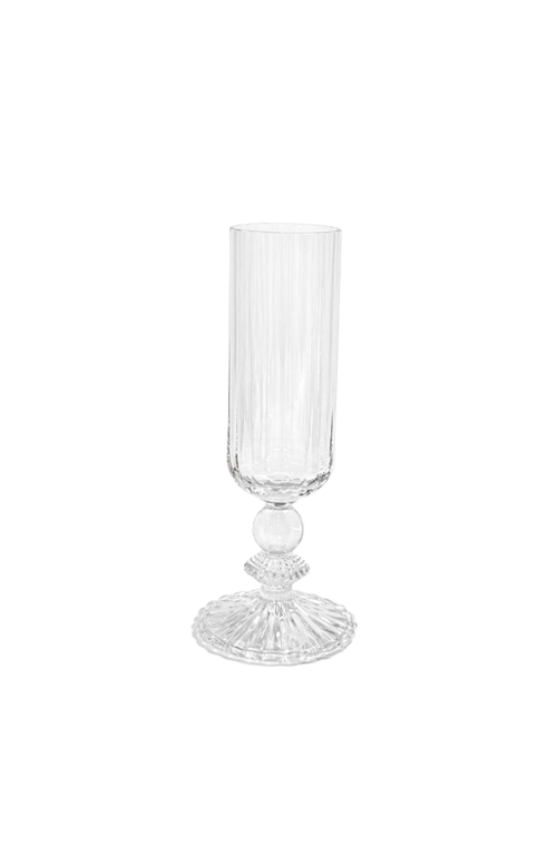 Taça de Champanhe Canelada Transparente em Vidro 200ml