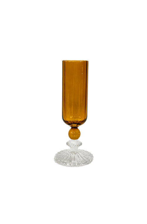 Taça de Champanhe Canelada Âmbar em Vidro 200ml