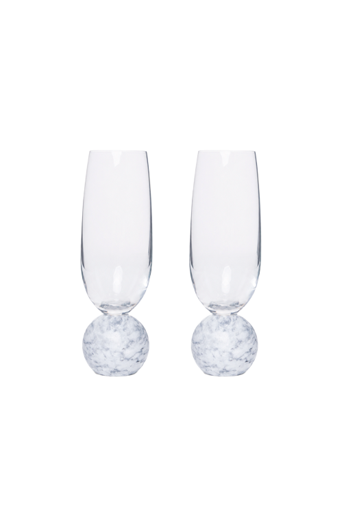 Conjunto de Taças de Champanhe com Base de Mármore Branco 210ml 2 Peças