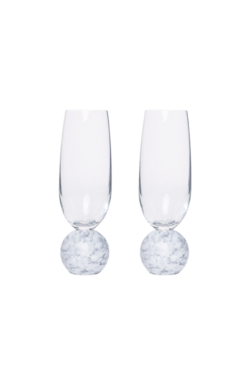 Conjunto de Taças de Champanhe com Base de Mármore Branco 210ml 2 Peças