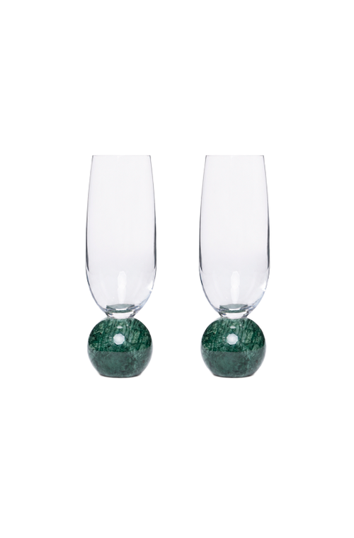 Conjunto de Taças de Champanhe com Base de Mármore Verde 210ml 2 Peças
