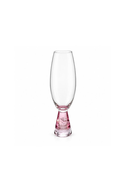 Taça de Champanhe Piramit Rosa em Vidro 240ml