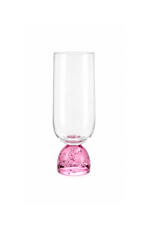 Taça de Champanhe Meia Lua Bubble Rosa em Vidro 260ml