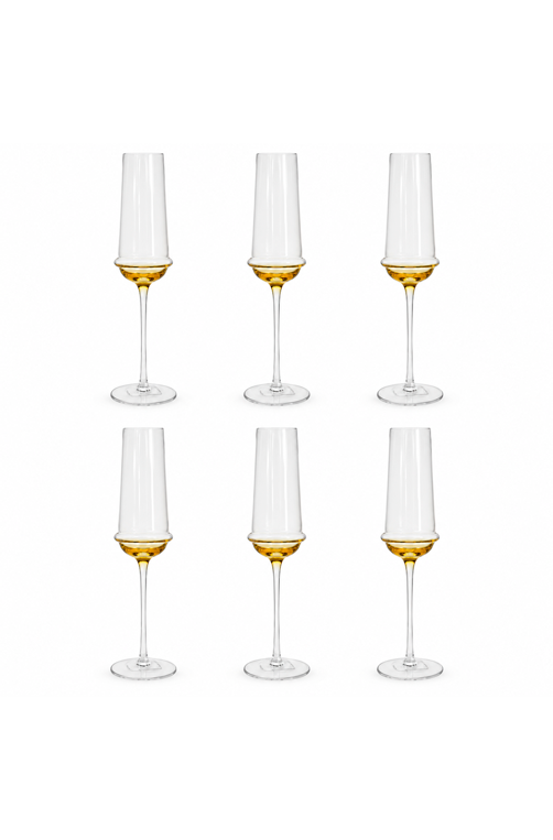 Conjunto de Taça de Champanhe Âmbar em Vidro 275ml 6 Peças