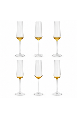Conjunto de Taça de Champanhe Âmbar em Vidro 275ml 6 Peças