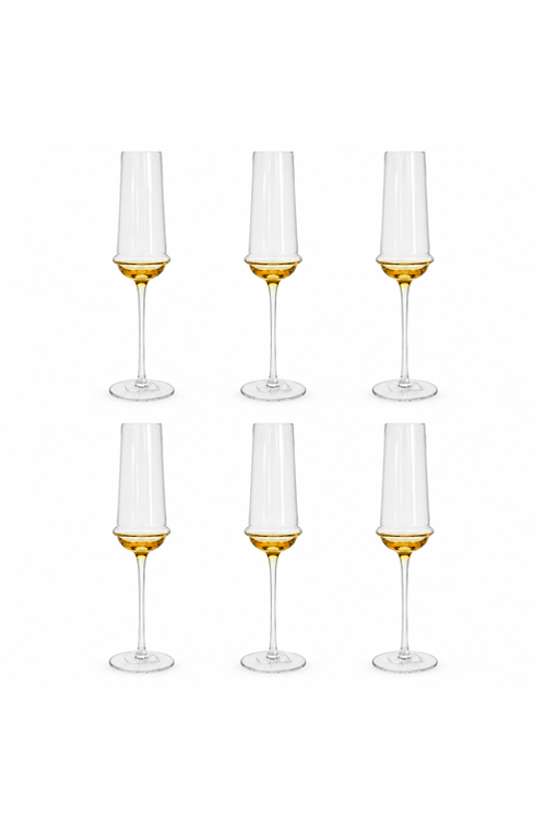 Conjunto de Taça de Champanhe Âmbar em Vidro 275ml 6 Peças