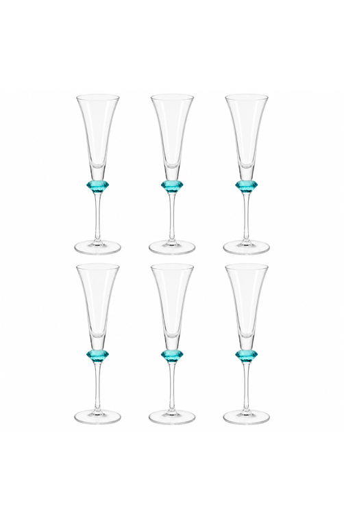 Conjunto de Taça de Champanhe Sandy Azul em Vidro 200ml 6 Peças