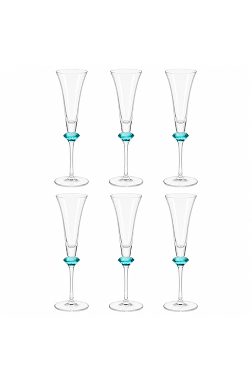 Conjunto de Taça de Champanhe Sandy Azul em Vidro 200ml 6 Peças