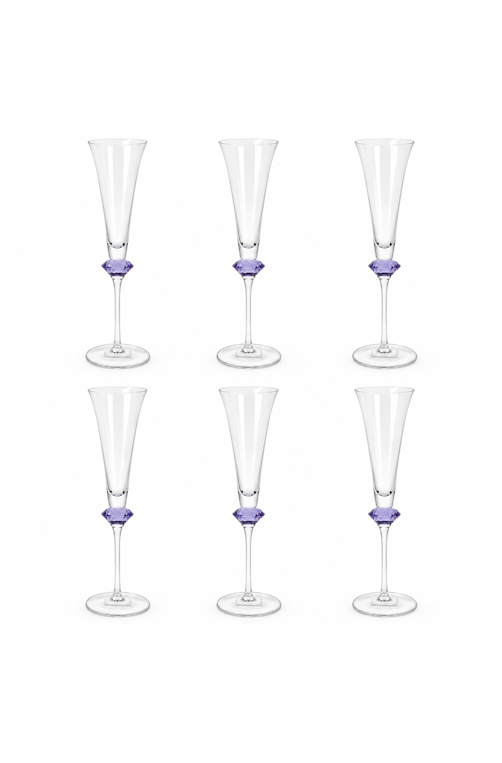 Conjunto de Taça de Champanhe Sandy Lilás em Vidro 200ml 6 Peças