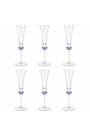 Conjunto de Taça de Champanhe Sandy Lilás em Vidro 200ml 6 Peças