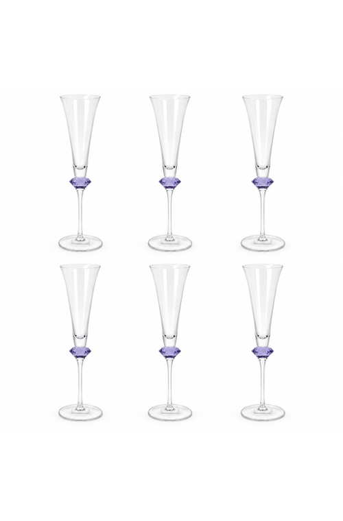 Conjunto de Taça de Champanhe Sandy Lilás em Vidro 200ml 6 Peças