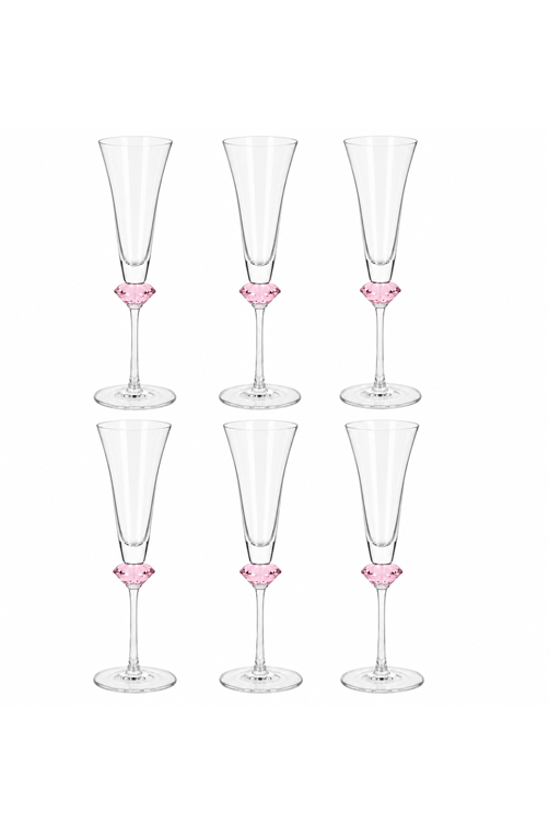 Conjunto de Taça de Champanhe Sandy Rosa em Vidro 200ml 6 Peças