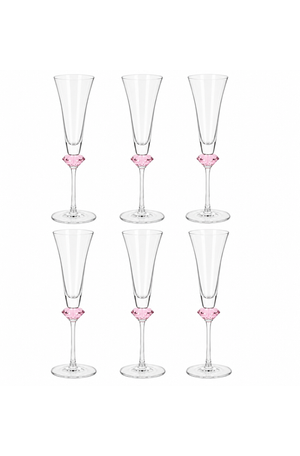 Conjunto de Taça de Champanhe Sandy Rosa em Vidro 200ml 6 Peças