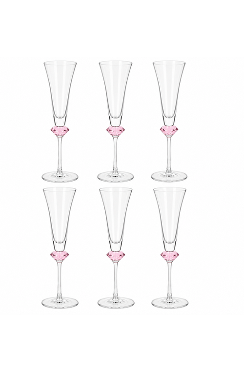 Conjunto de Taça de Champanhe Sandy Rosa em Vidro 200ml 6 Peças