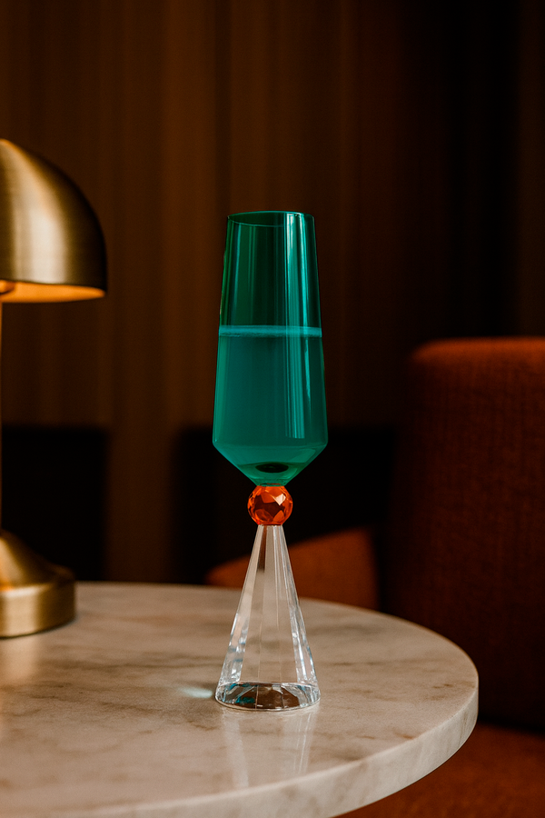 Taça de Champanhe em Vidro Epcot Prisma Azul 280ml