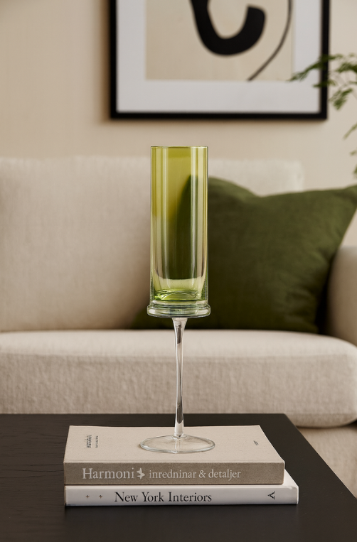 Taça de Champanhe em Vidro Circle Verde 250ml