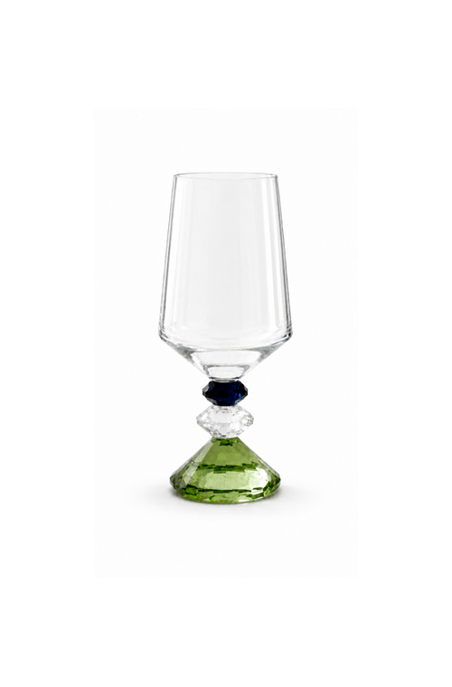 Conjunto de Taças de Água Diamond com Esfera Verde e Azul em Cristal 595ml 6 Peças