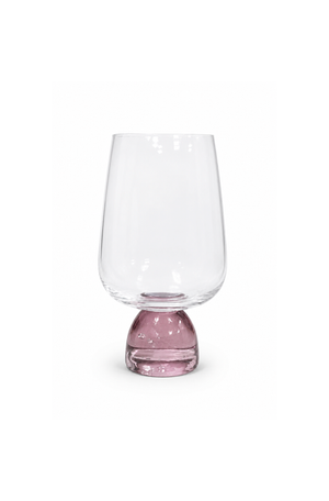 Taça de Água Meia Lua Bubble Rosa em Vidro 440ml