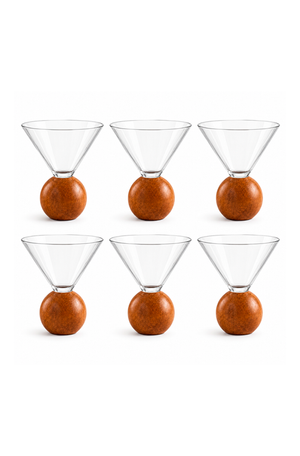 Conjunto de Taça de Martini com Base de Madeira em Crista Ecológico 270ml 6 Peças