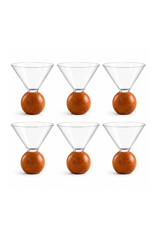 Conjunto de Taça de Martini com Base de Madeira em Crista Ecológico 270ml 6 Peças