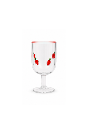 Taça de Vinho com Estampa de Morango em Cristal 360ml