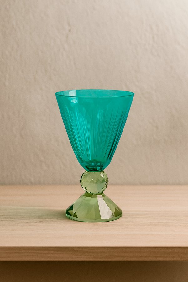 Taça de Vidro Epcot Diamond Azul e Verde 400ml