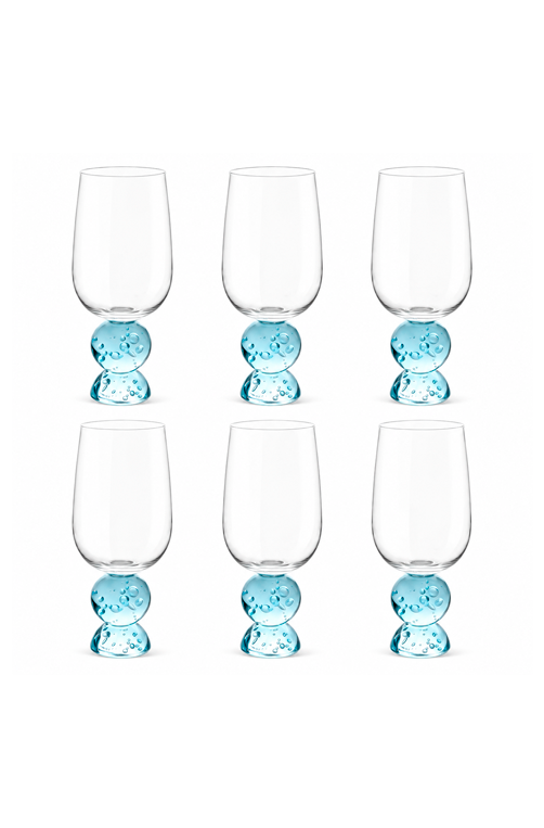 Conjunto Taças de Água Eclipse com Base Esfera Azul 500ml 6 Peças