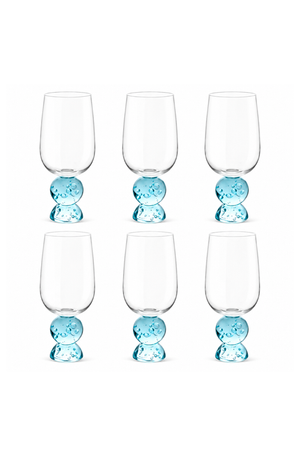 Conjunto Taças de Água Eclipse com Base Esfera Azul 500ml 6 Peças
