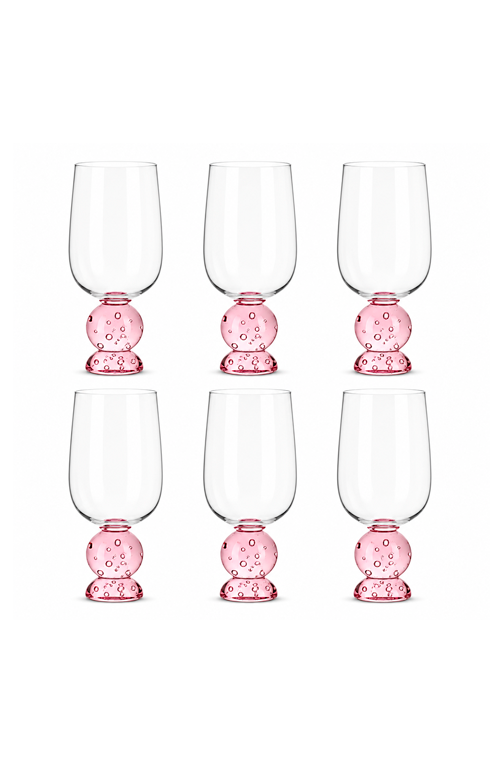 Conjunto Taças de Água Eclipse com Base Esfera Rosa 500ml 6 Peças
