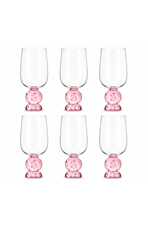 Conjunto Taças de Água Eclipse com Base Esfera Rosa 500ml 6 Peças