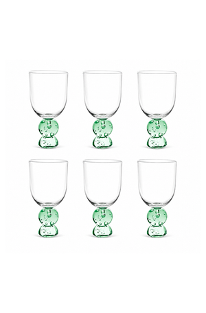 Conjunto Taças de Água Eclipse com Base Esfera Verde 400ml 6 Peças