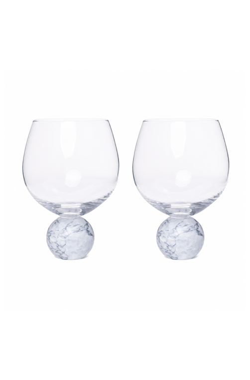 Conjunto de Taças de Gin com Base de Mármore Branco 640ml 2 Peças