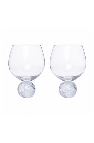Conjunto de Taças de Gin com Base de Mármore Branco 640ml 2 Peças