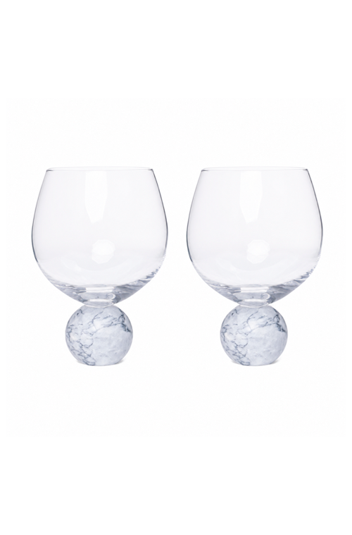 Conjunto de Taças de Gin com Base de Mármore Branco 640ml 2 Peças