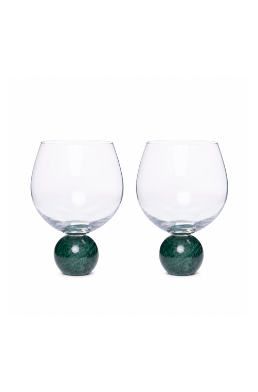 Conjunto de Taças de Gin com Base de Mármore Verde 640ml 2 Peças