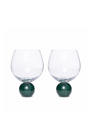 Conjunto de Taças de Gin com Base de Mármore Verde 640ml 2 Peças