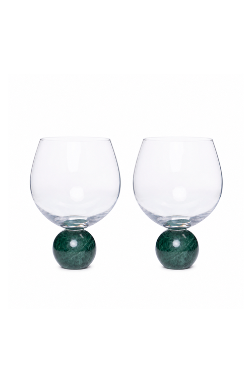 Conjunto de Taças de Gin com Base de Mármore Verde 640ml 2 Peças