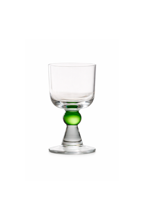 Taça Jade com Esfera Verde no Pé em Vidro 210ml
