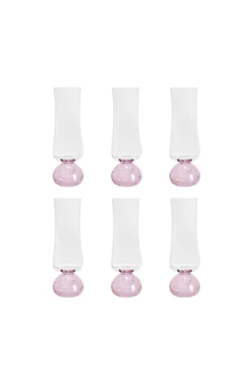 Conjunto 6 Taças de Champanhe Esfera Bubble Pink 240ml