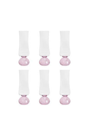 Conjunto 6 Taças de Champanhe Esfera Bubble Pink 240ml