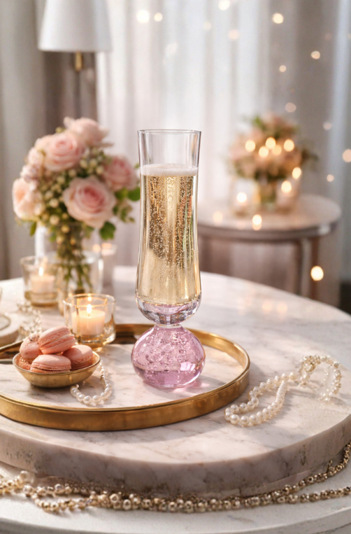 Conjunto 6 Taças de Champanhe Esfera Bubble Pink 240ml