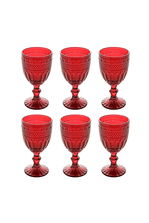 Conjunto 6 Taças de Água Brand 320ml Vermelho Vidro