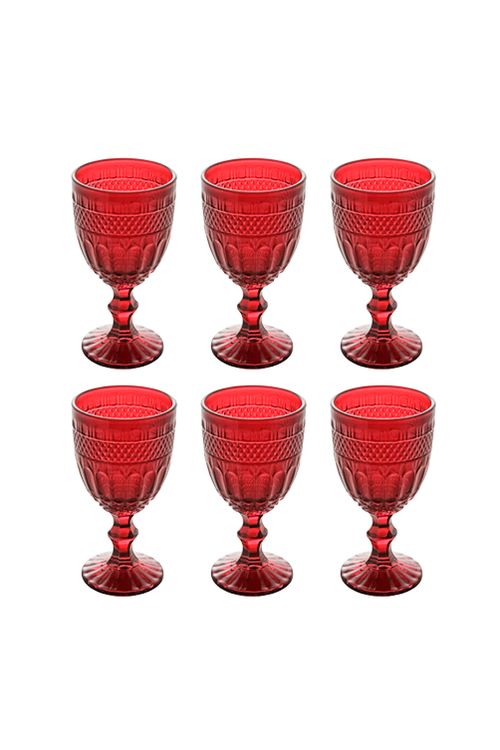 Conjunto 6 Taças de Água Brand 320ml Vermelho Vidro