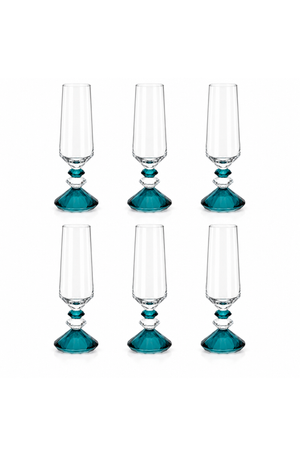 Conjunto de Taça de Champanhe Sandy Azul em Vidro 300ml 6 Peças