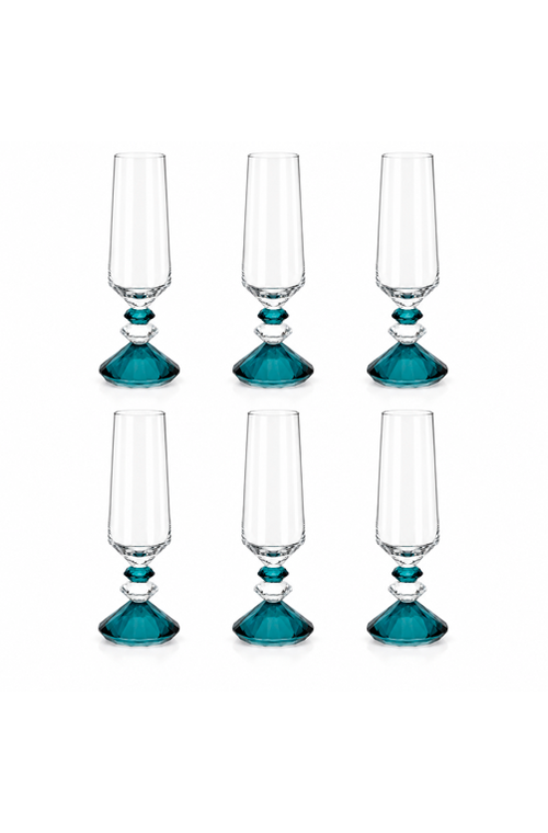 Conjunto de Taça de Champanhe Sandy Azul em Vidro 300ml 6 Peças