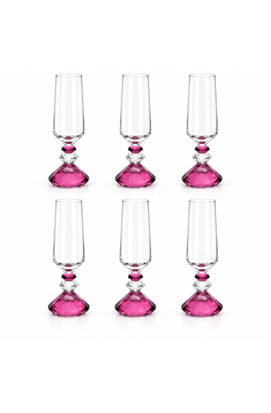 Conjunto de Taça de Champanhe Sandy Rosa em Vidro 300ml 6 Peças