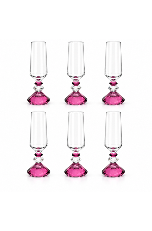 Conjunto de Taça de Champanhe Sandy Rosa em Vidro 300ml 6 Peças