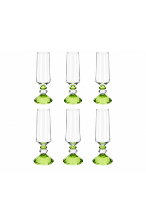 Conjunto de Taça de Champanhe Sandy Verde em Vidro 300ml 6 Peças