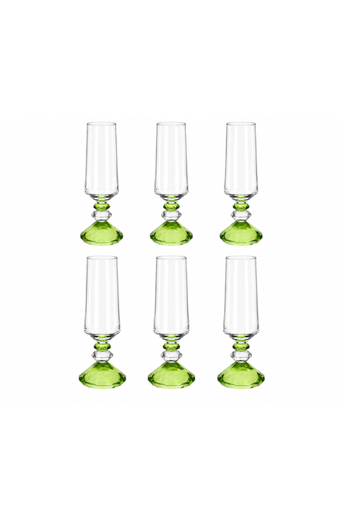 Conjunto de Taça de Champanhe Sandy Verde em Vidro 300ml 6 Peças