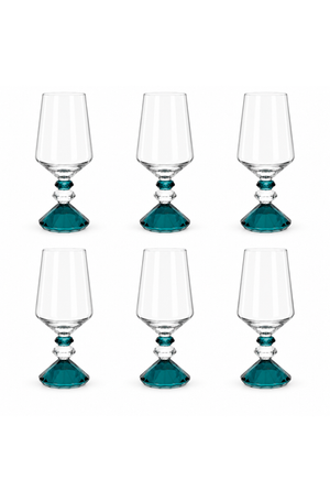 Conjunto de Taça de Vinho Sandy Azul em Vidro 600ml 6 Peças